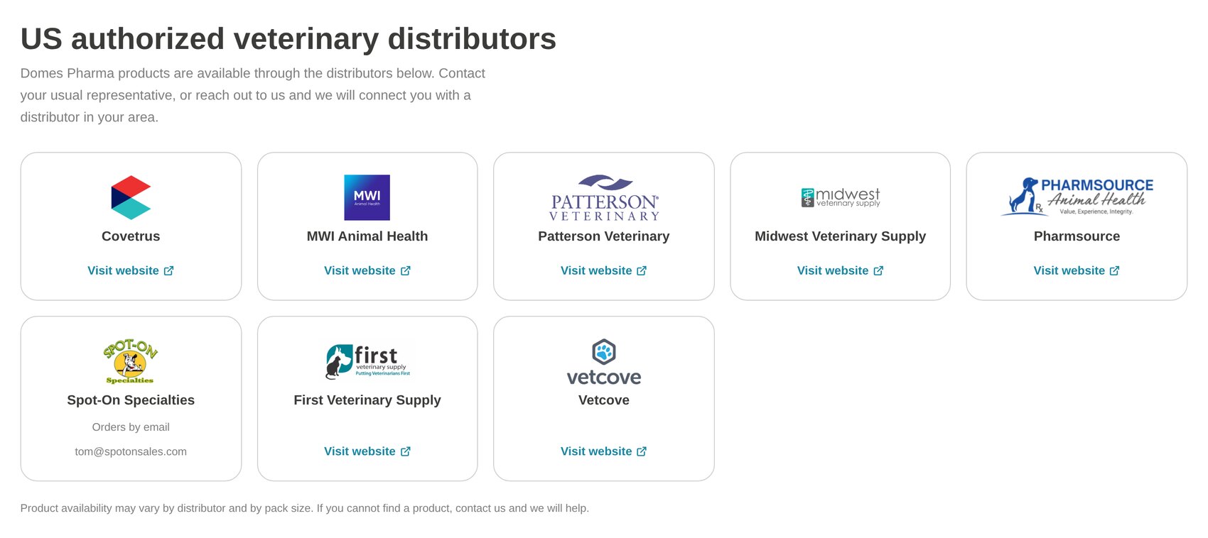 US authorized veterinary distributors directory