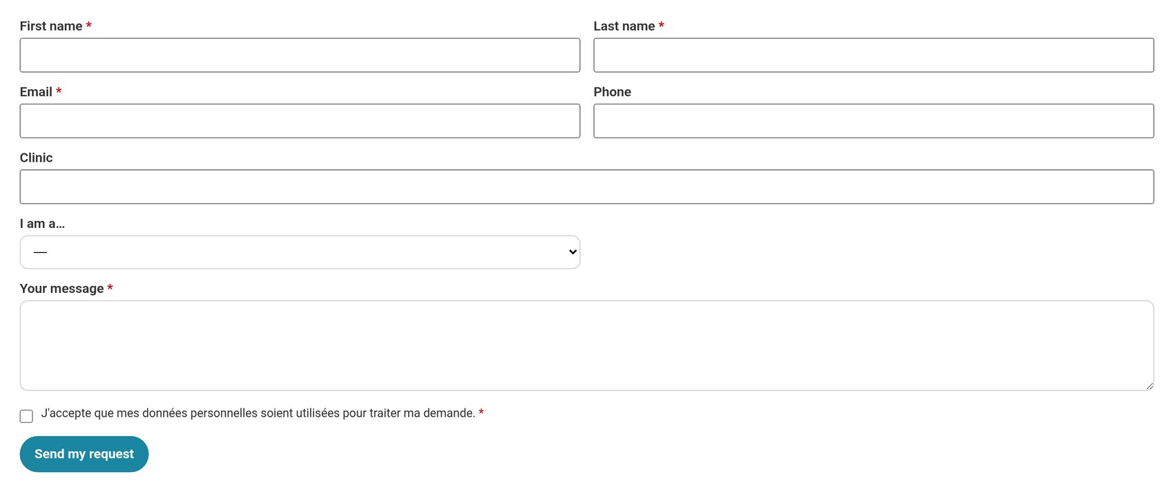 A two-column contact form