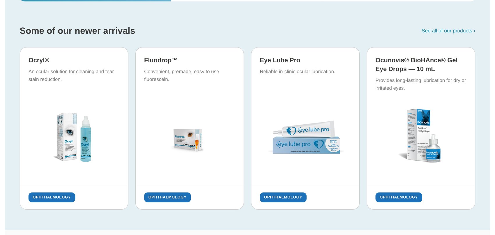 New arrivals row on the home page