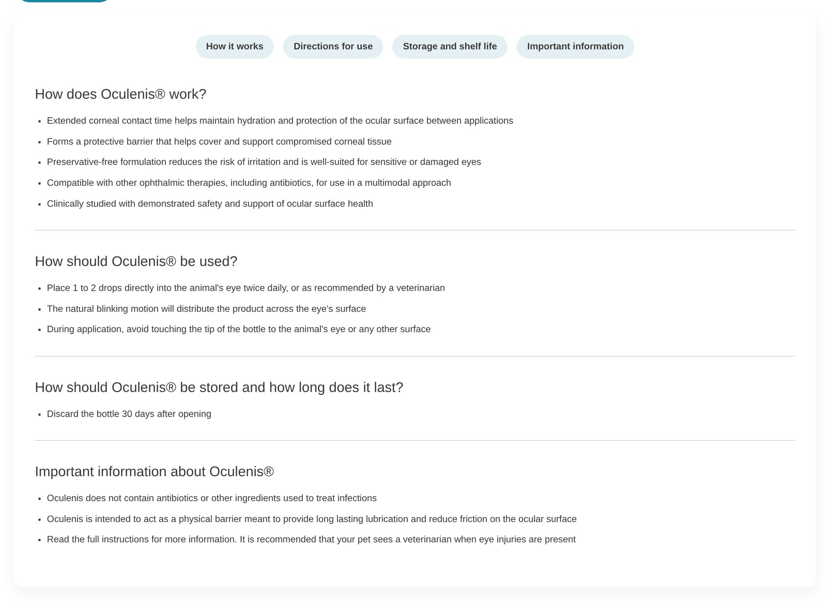 Product details tabs on a product page