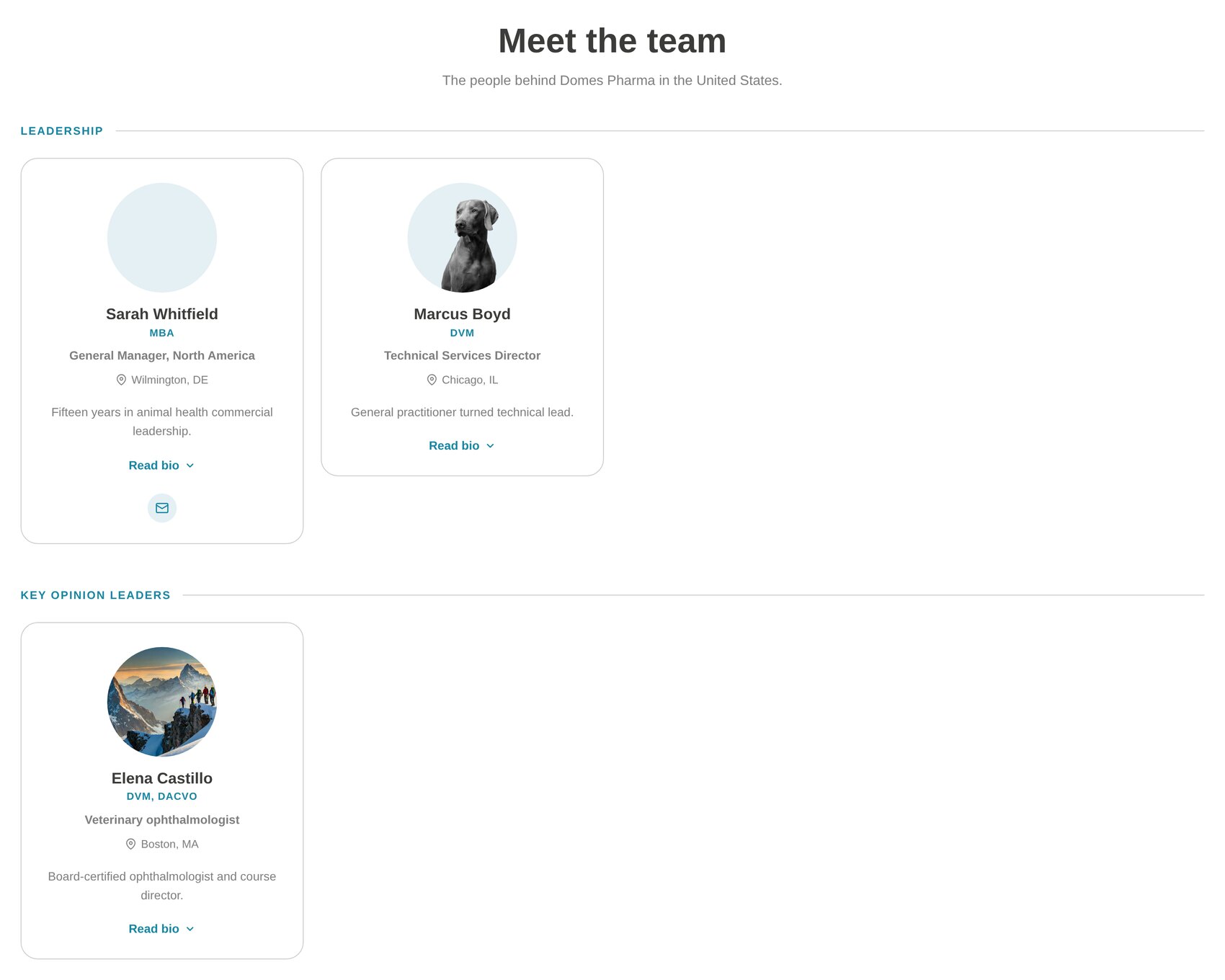 Team block with two groups