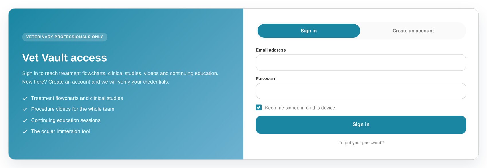 Login page layout