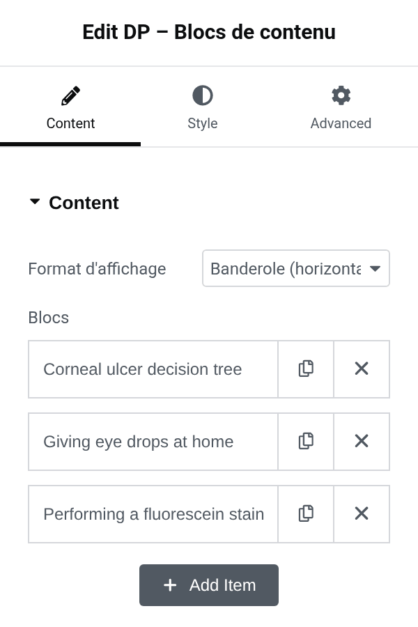 Settings panel of the dp_content_blocks block