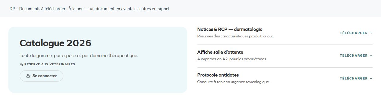 DP – Documents à télécharger — À la une — un document en avant, les autres en rappel