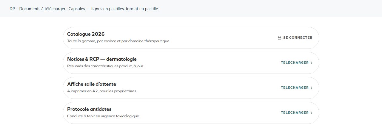 DP – Documents à télécharger — Capsules — lignes en pastilles, format en pastille