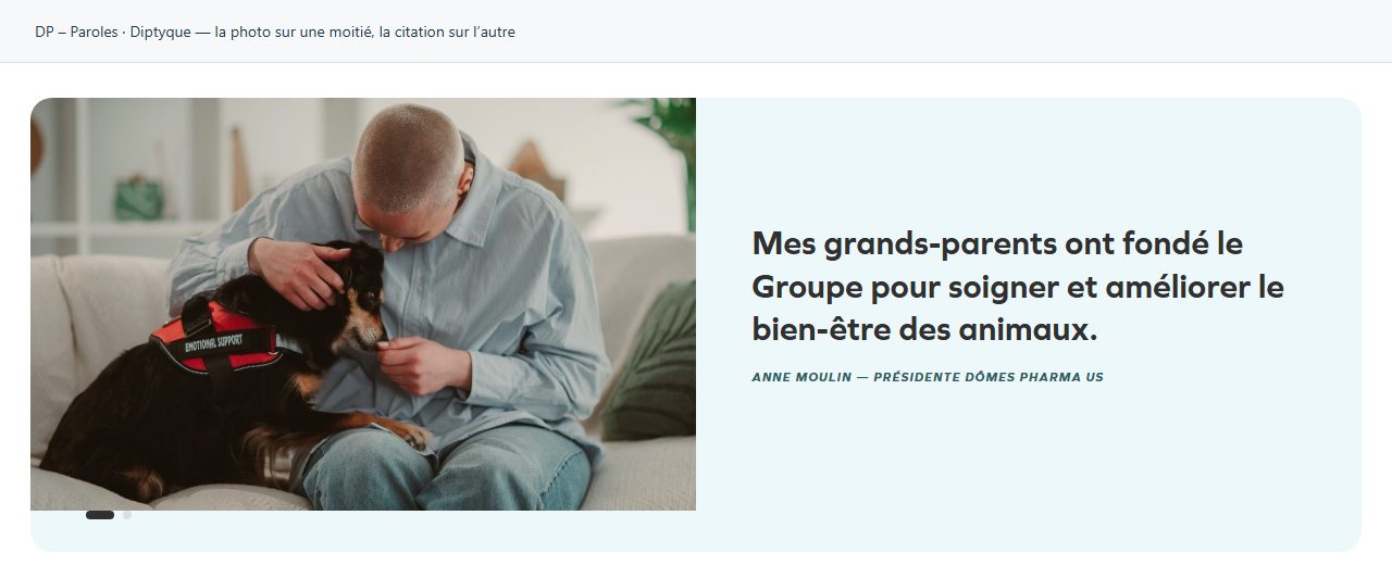 DP – Paroles — Diptyque — la photo sur une moitié, la citation sur l’autre