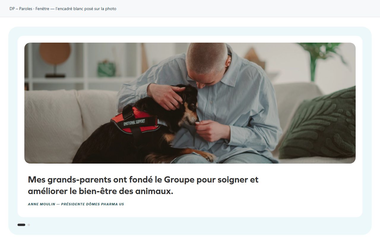 DP – Paroles — Fenêtre — l’encadré blanc posé sur la photo