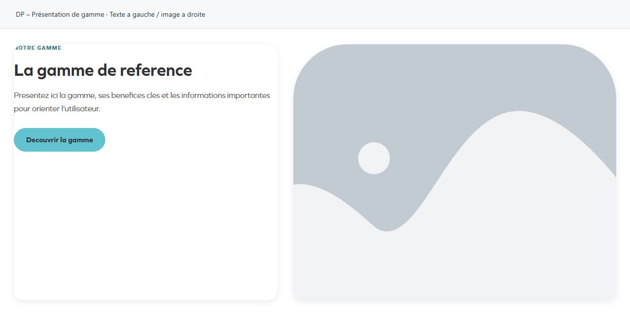 DP – Présentation de gamme — Texte a gauche / image a droite
