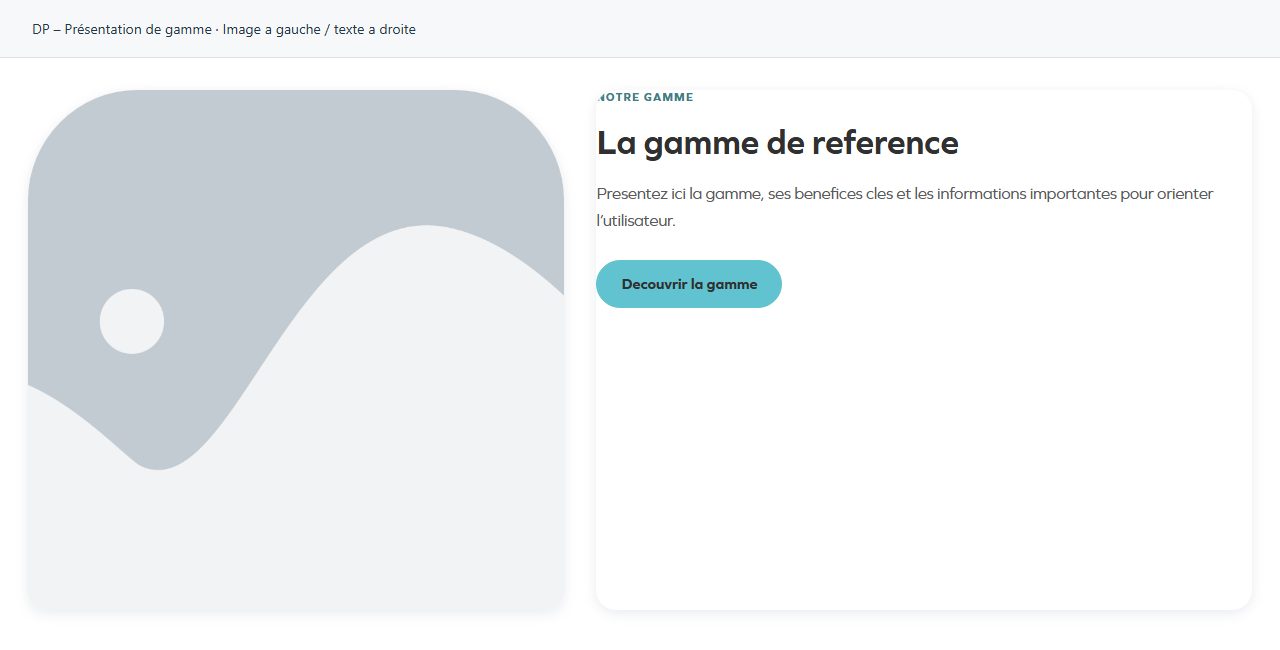 DP – Présentation de gamme — Image a gauche / texte a droite