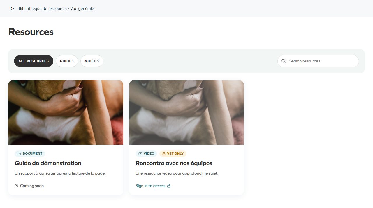 DP – Bibliothèque de ressources — Overall view