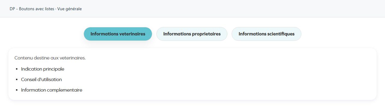 DP - Boutons avec listes — Overall view